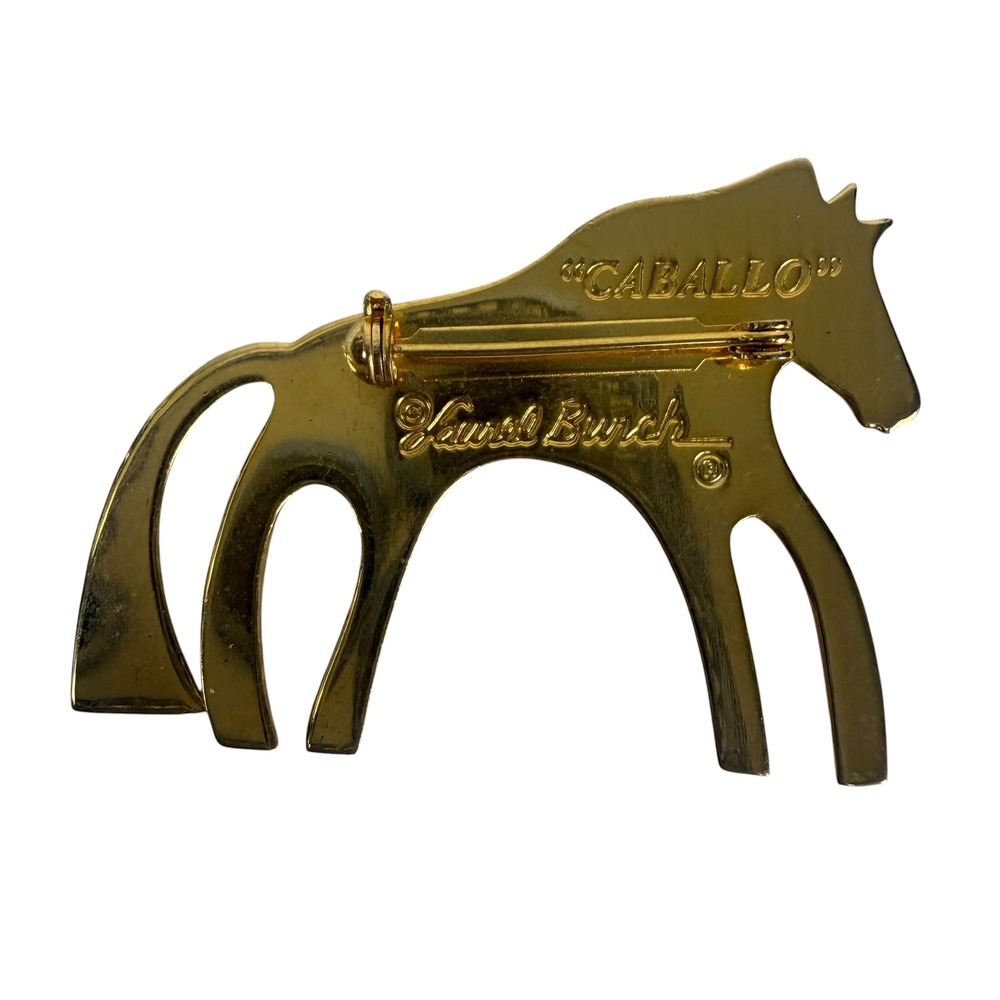 Laurel Burch Caballo Rainbow Horse Enamel Brooch Vintage Gold Tone Pin 8251 - Picture 2 of 6